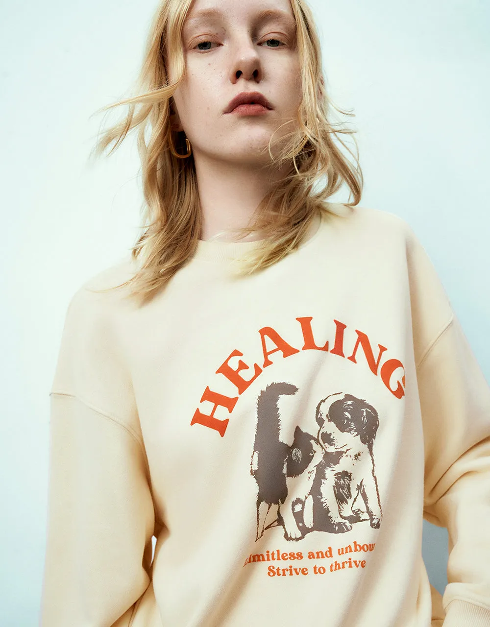 Pets Printed Crew Neck Loose Sweatshirt sold by Urban Revivo product image thumbnail 5