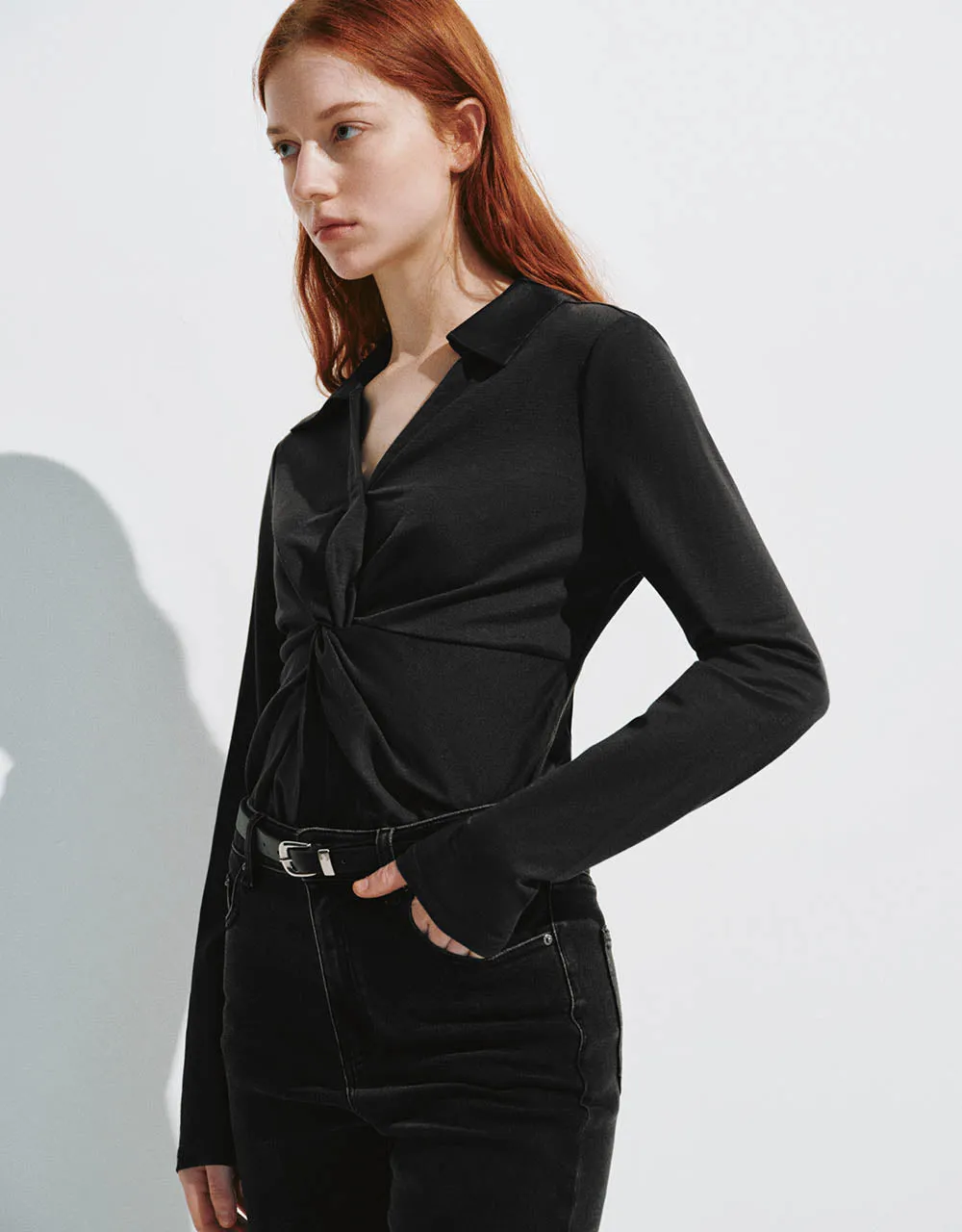 Twist Front V-Neck Overhead Shirt sold by Urban Revivo product image thumbnail 3