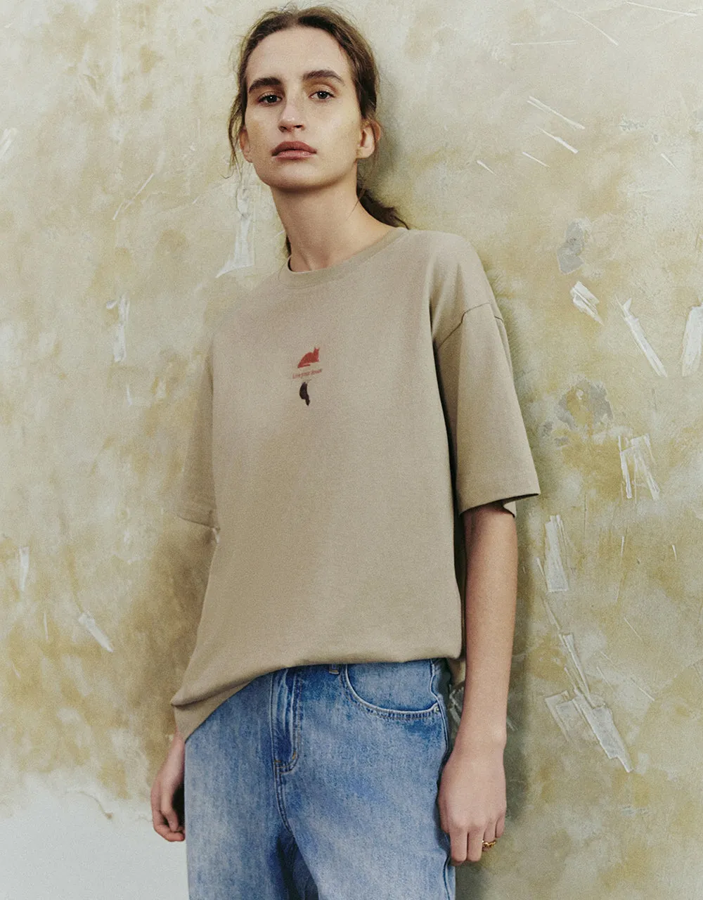 Crew Neck Loose T-Shirt sold by Urban Revivo