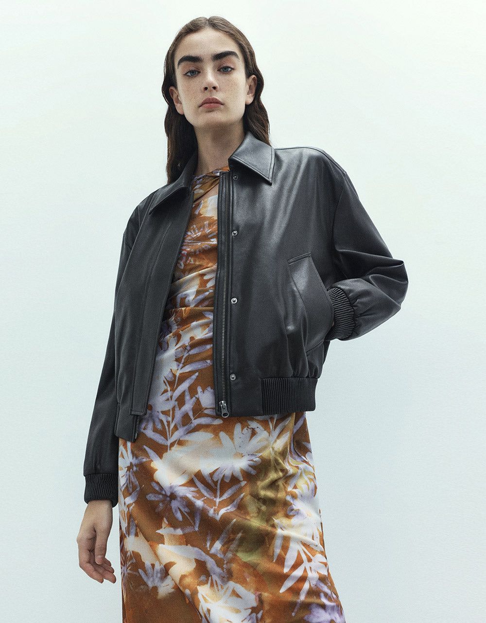 Faux Leather Cropped Jacket sold by Urban Revivo