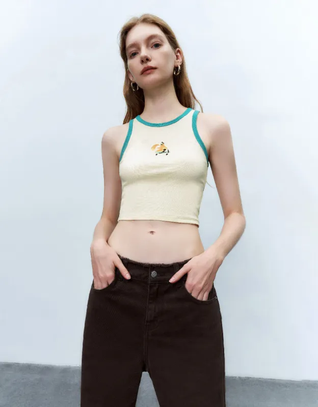 Printed Crew Neck Tank Top sold by Urban Revivo