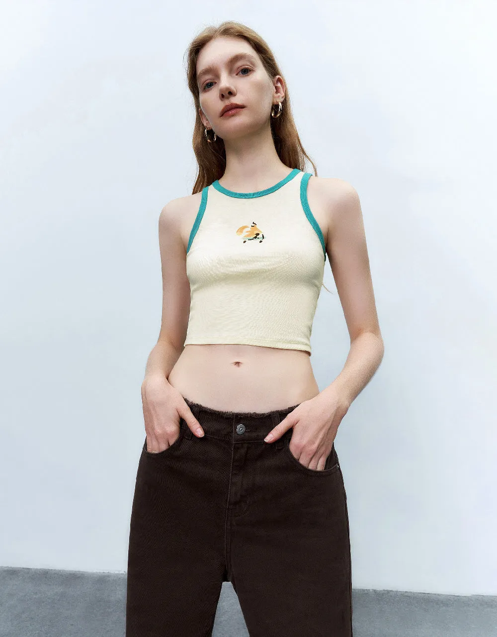 Printed Crew Neck Tank Top sold by Urban Revivo