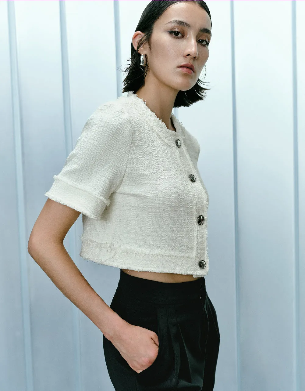 Raw Hem Tweed Jacket sold by Urban Revivo product image thumbnail 3