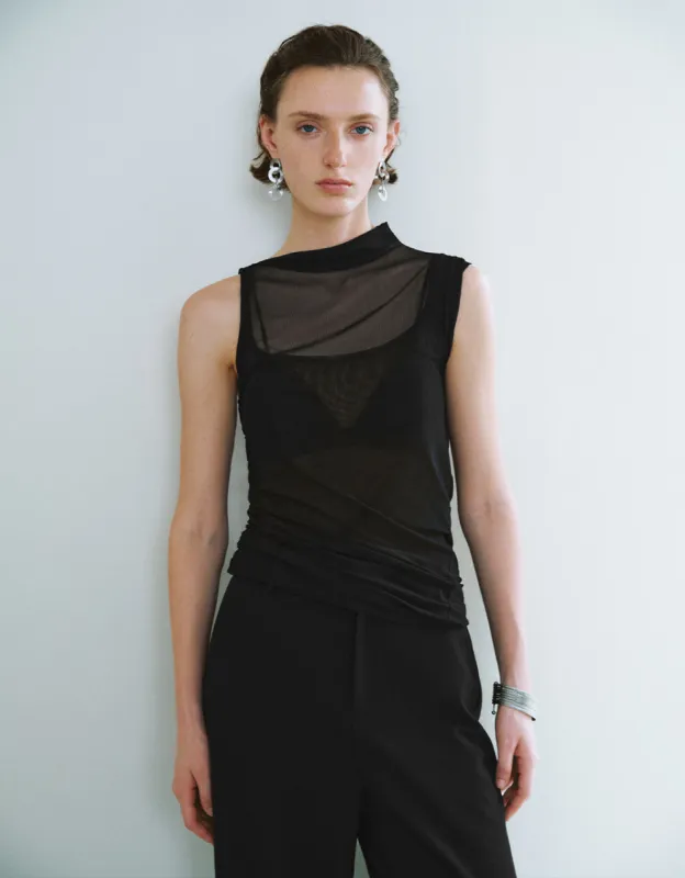 Sleeveless Crew Neck Mesh T-Shirt sold by Urban Revivo