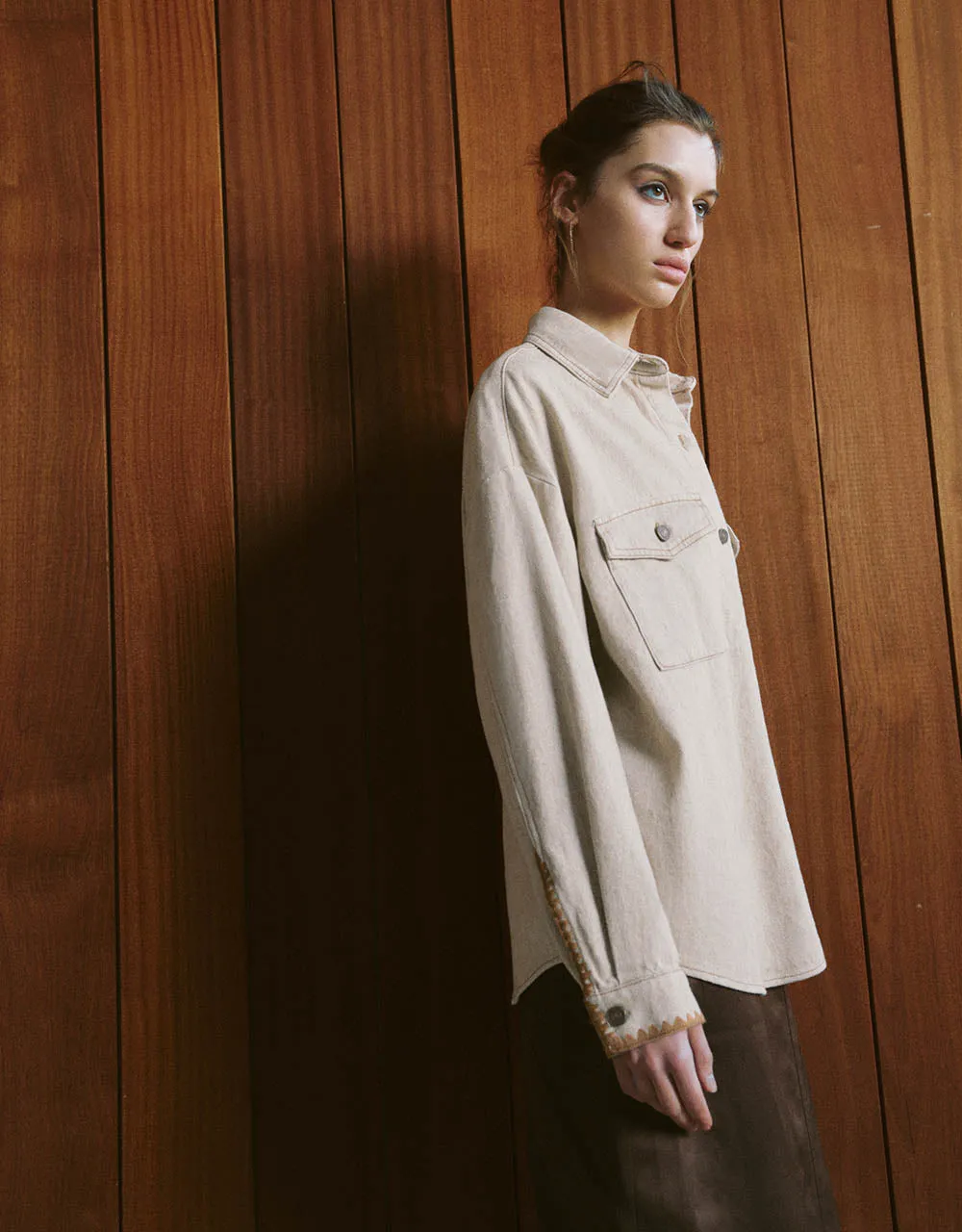 Button Up Oversized Denim Shirt sold by Urban Revivo product image thumbnail 3