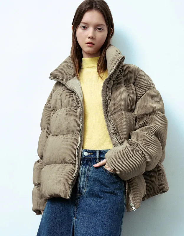 Textured Stand Collar Down Jacket sold by Urban Revivo