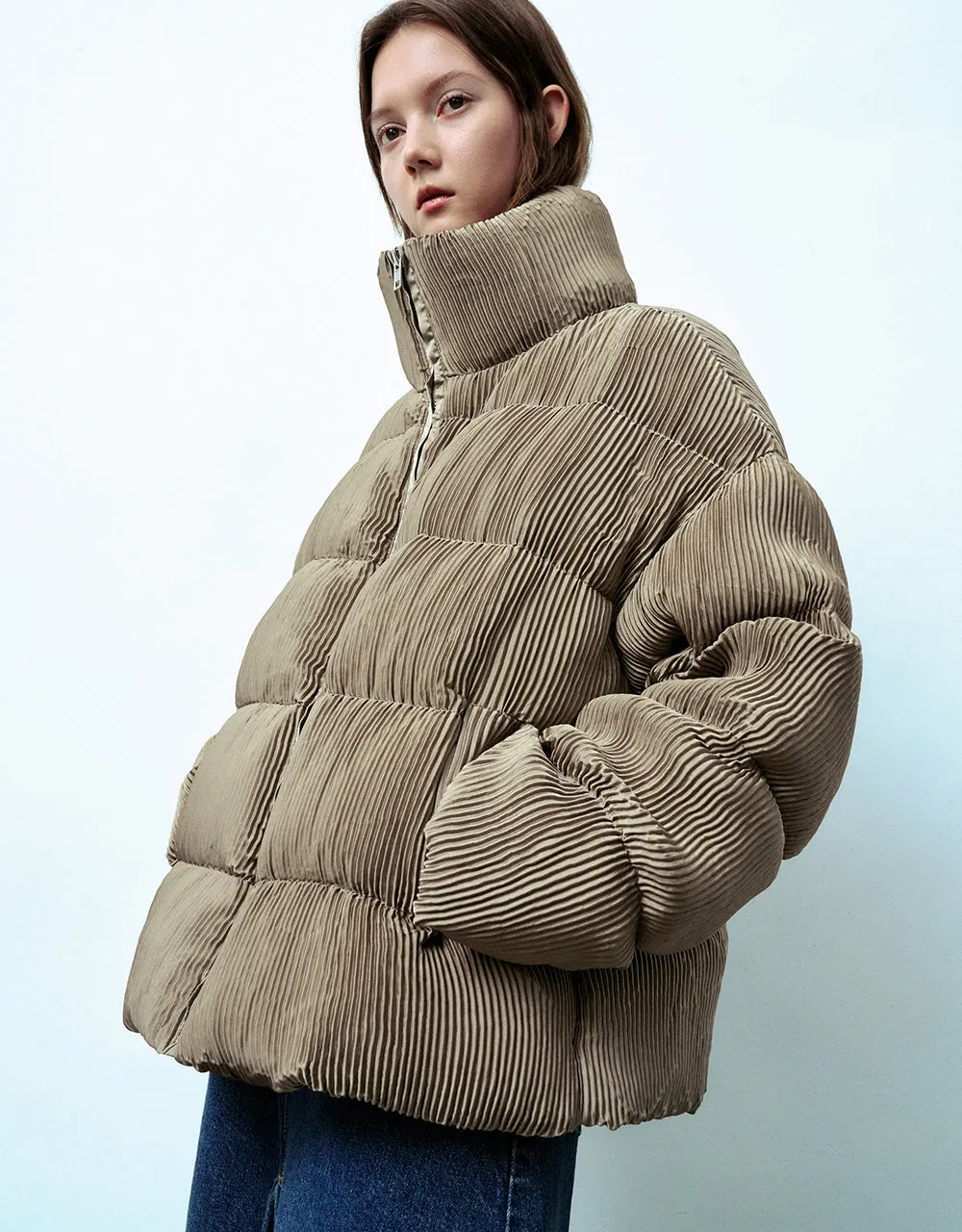 Textured Stand Collar Down Jacket sold by Urban Revivo product image thumbnail 3