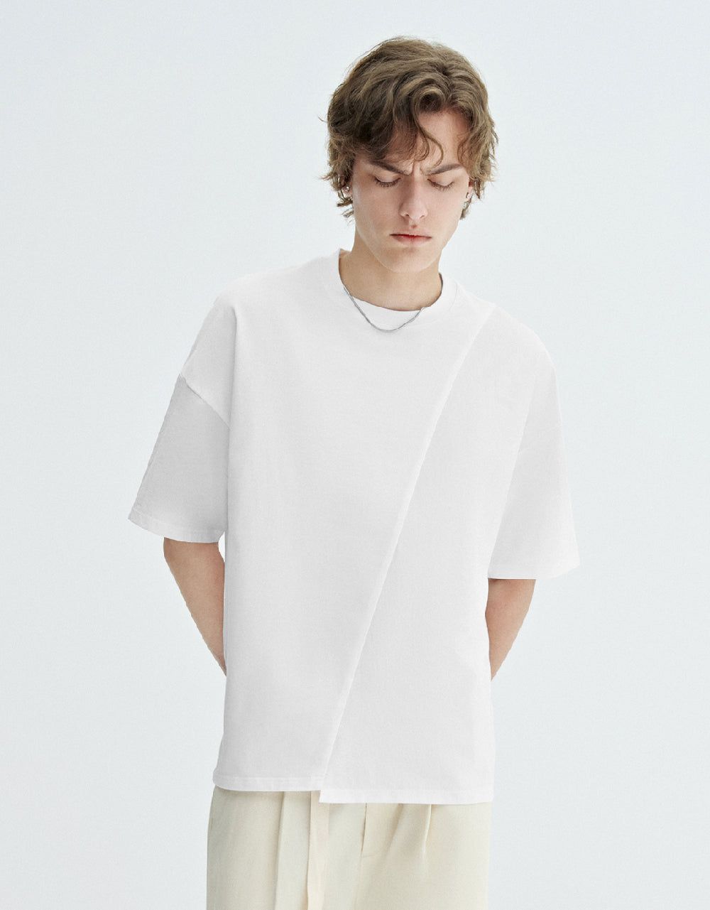 Drop Shoulder Sleeve Crew Neck T-Shirt sold by Urban Revivo