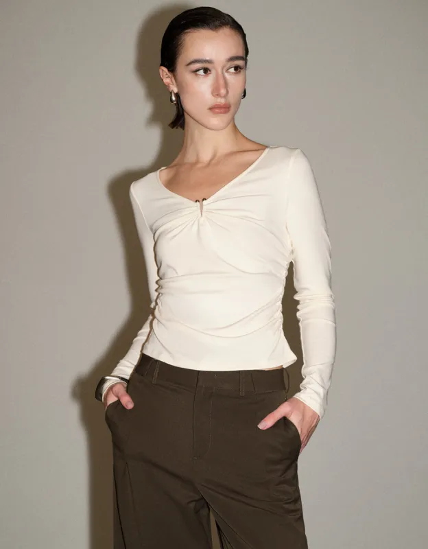 V-Neck Skinny Knitted T-Shirt sold by Urban Revivo