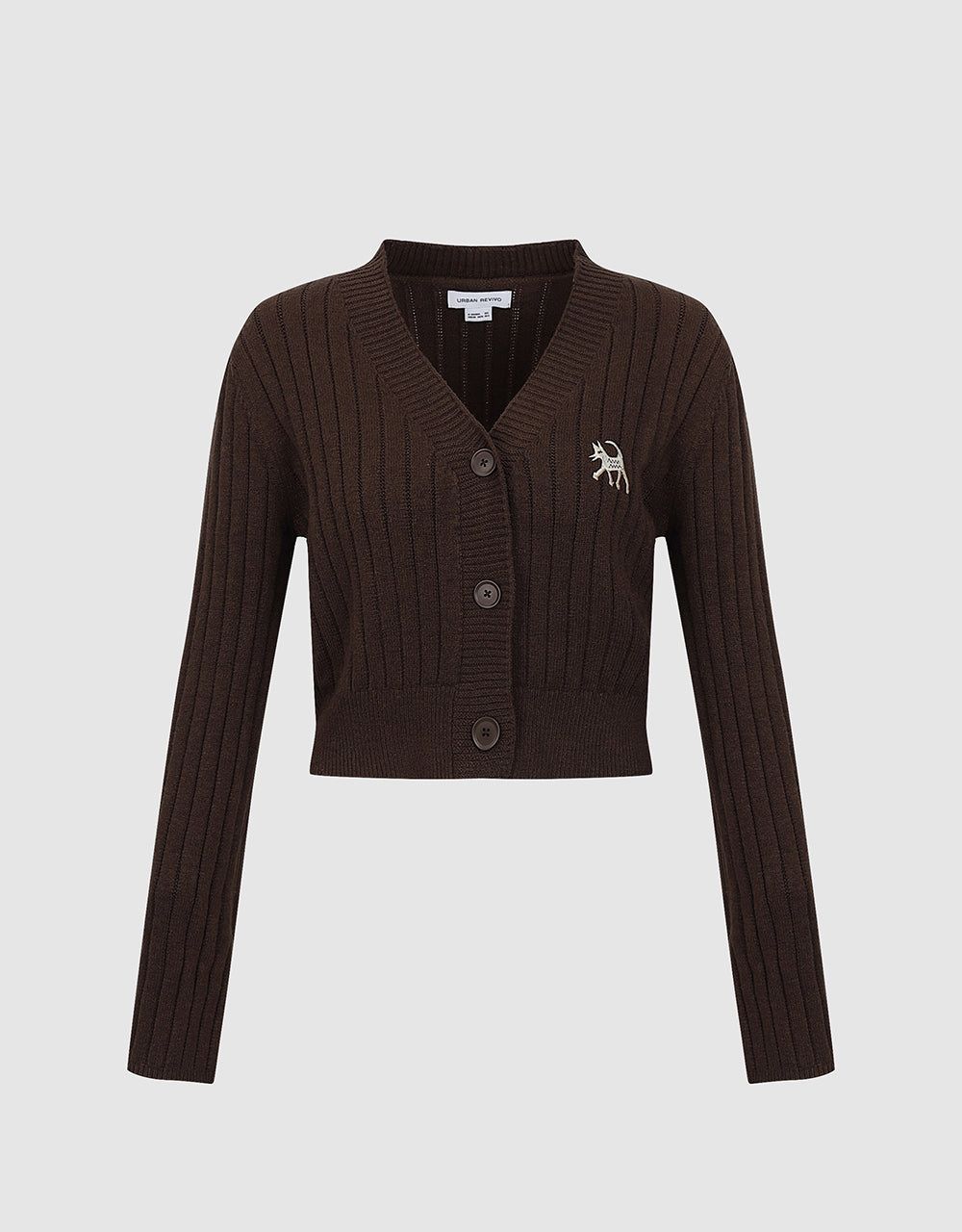 Drop Shoulder Sleeve V-Neck Knitted Cardigan sold by Urban Revivo product image thumbnail 2