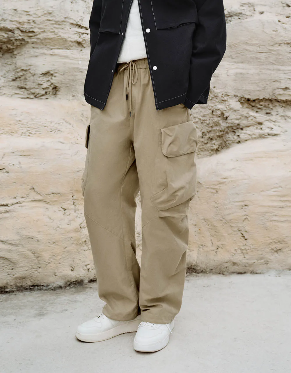 Drawstring Waist Wide-Leg Pants sold by Urban Revivo product image thumbnail 4