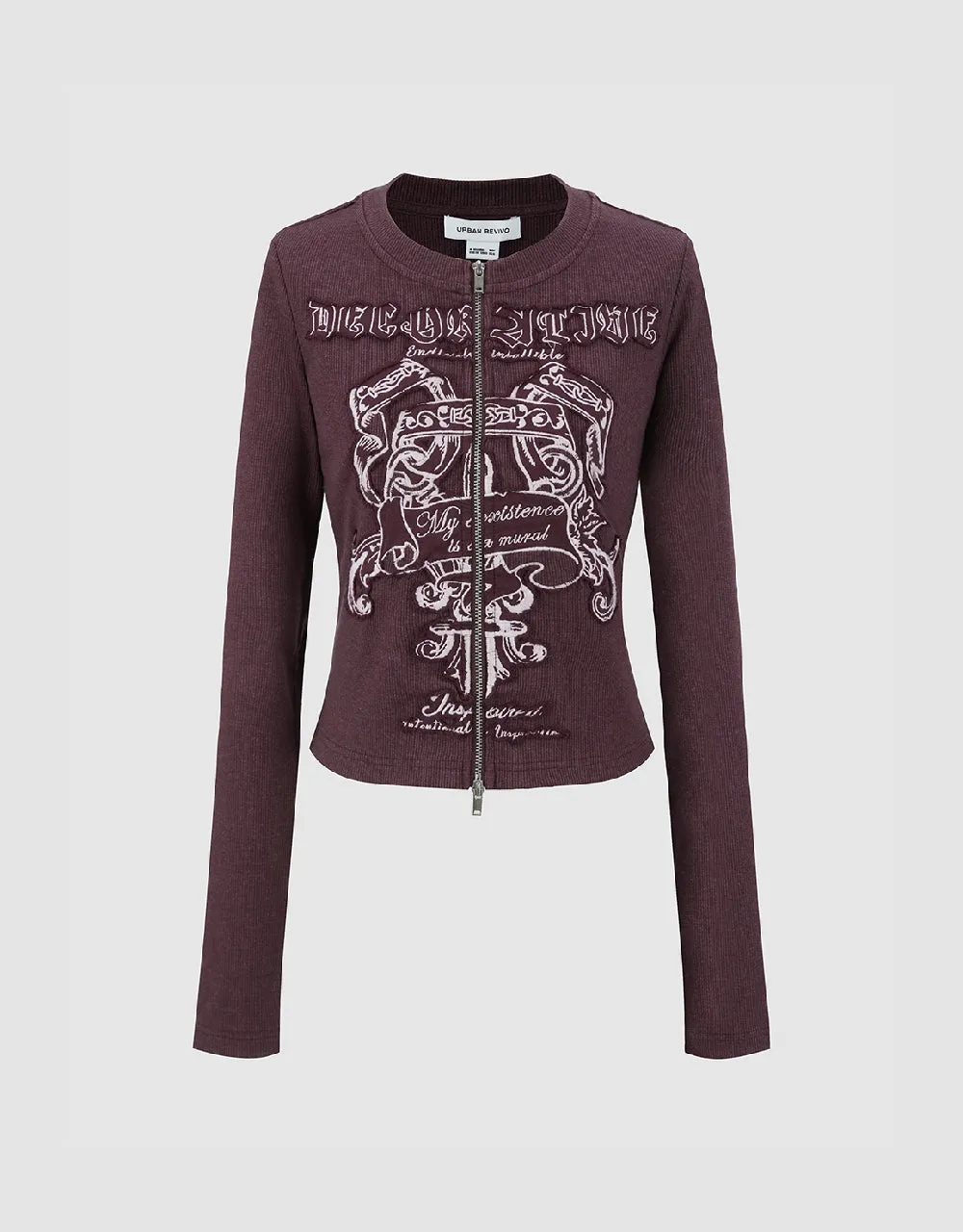 Zipper Front Printed Crew Neck Shirt sold by Urban Revivo product image thumbnail 2