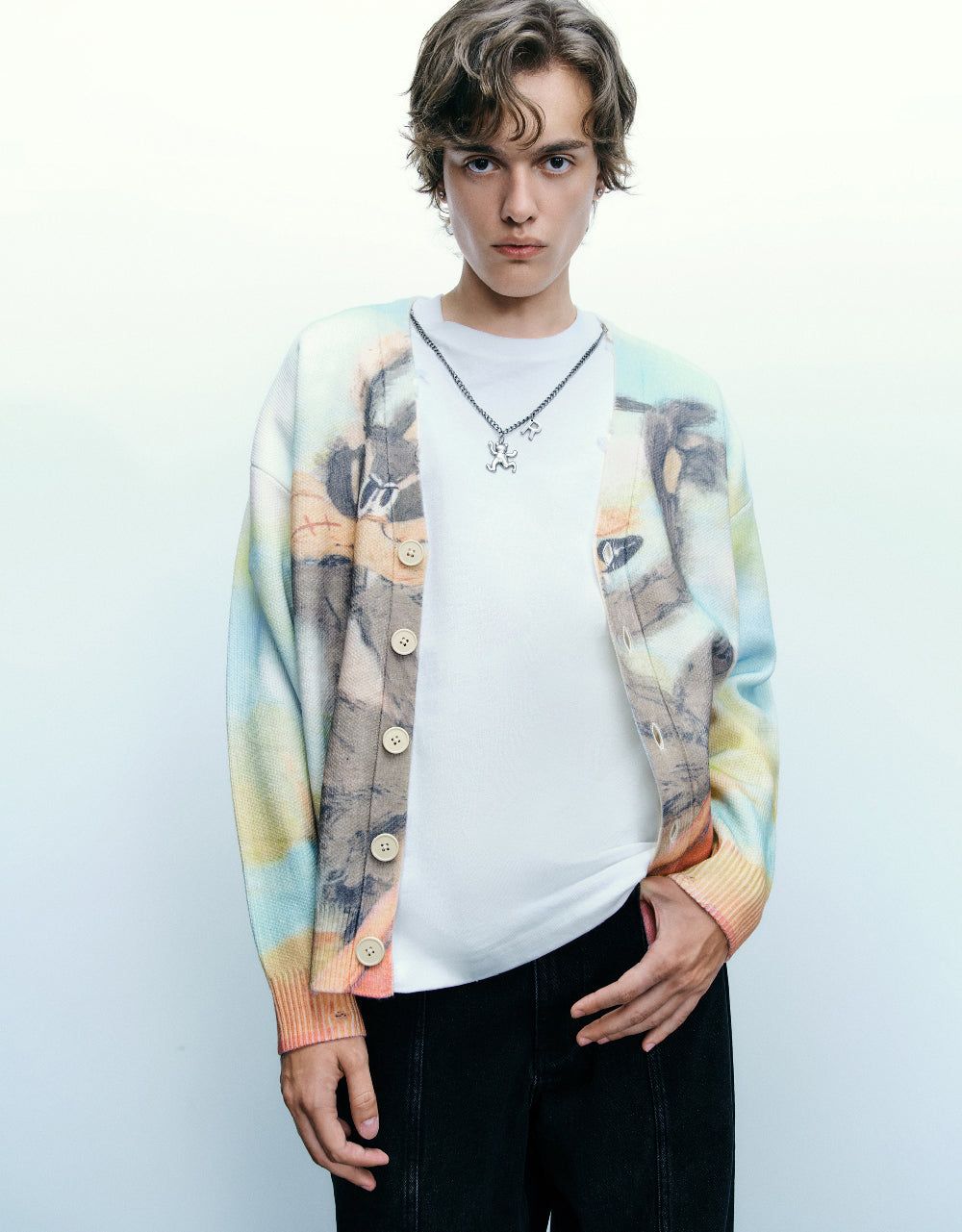 Cartoon Printed Knitted Cardigan sold by Urban Revivo