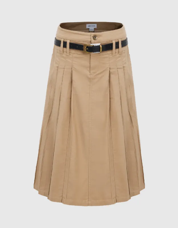 Pleated Midi A-Line Skirt sold by Urban Revivo