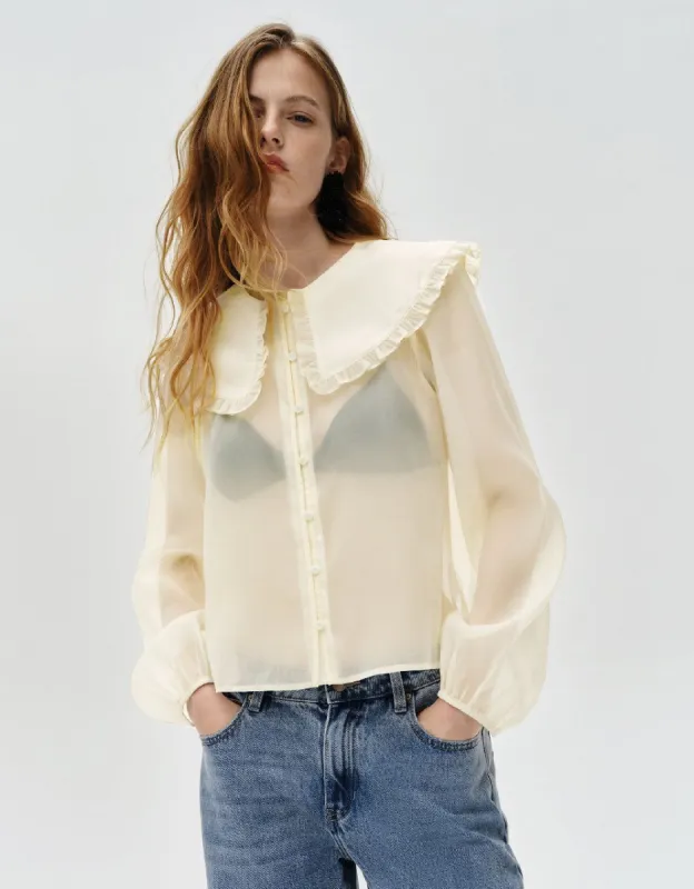 Ruffle Straight Shirt sold by Urban Revivo