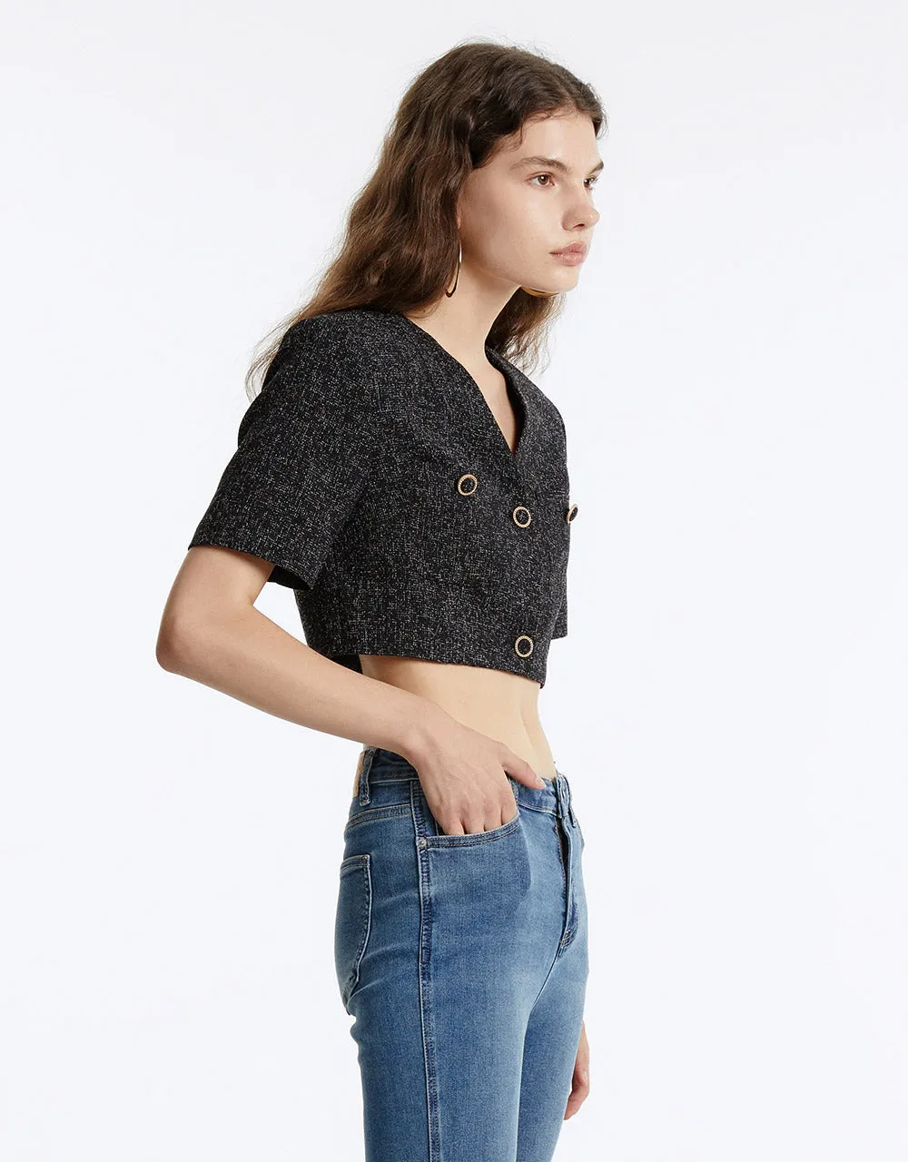 Textured Cropped Jacket sold by Urban Revivo product image thumbnail 5