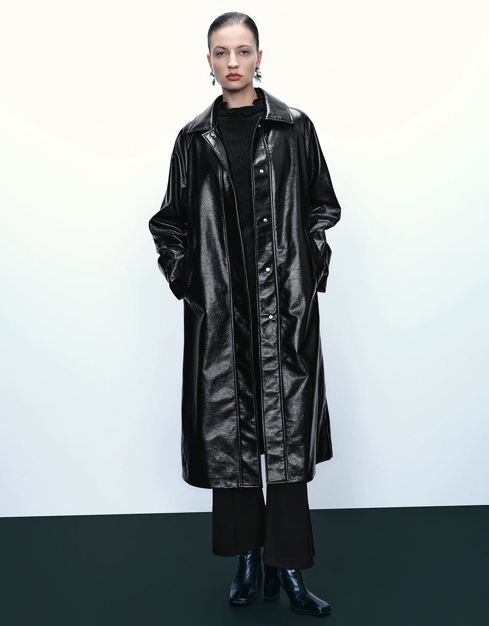 Vegan Leather Trench Coat sold by Urban Revivo