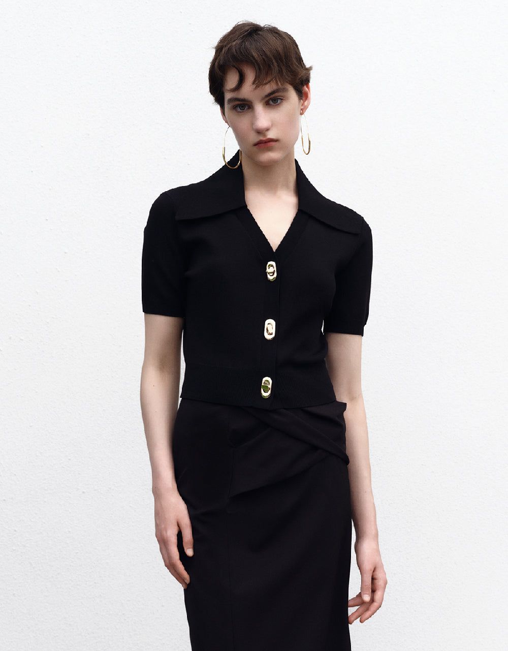 Skinny Lapel Knitted Cardigan sold by Urban Revivo