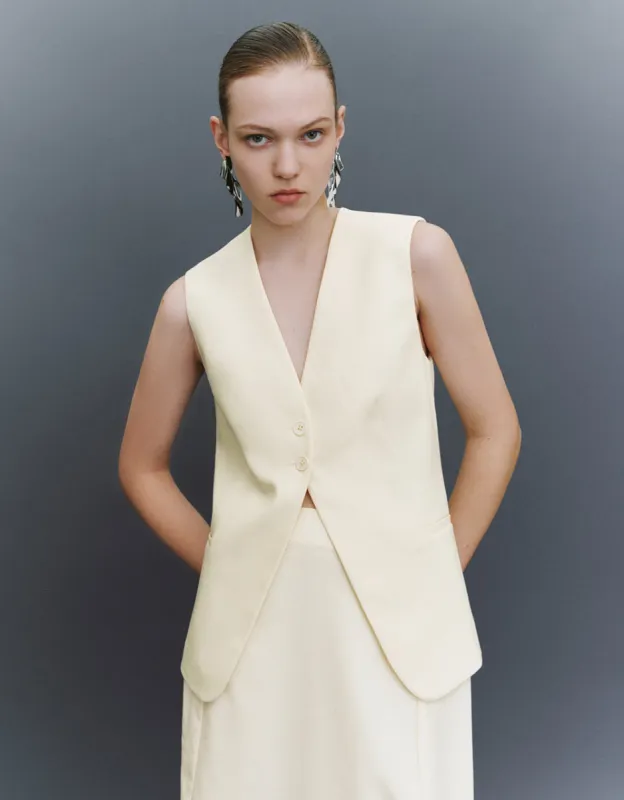 V-Neck Skinny Waistcoat sold by Urban Revivo