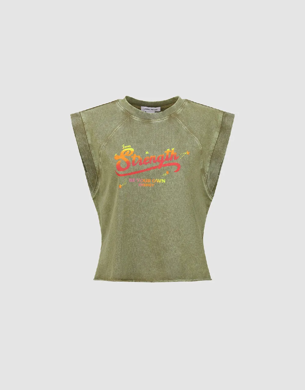 Letter Printed Crew Neck Tank Top sold by Urban Revivo