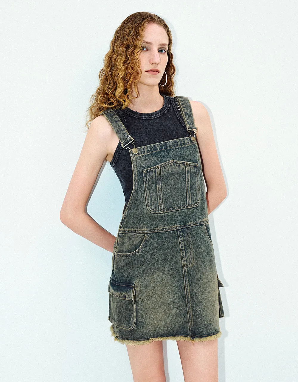 Distressed Raw Hem Denim Dress sold by Urban Revivo product image thumbnail 3