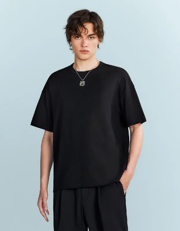 Drop Shoulder Sleeve Crew Neck T-Shirt sold by Urban Revivo