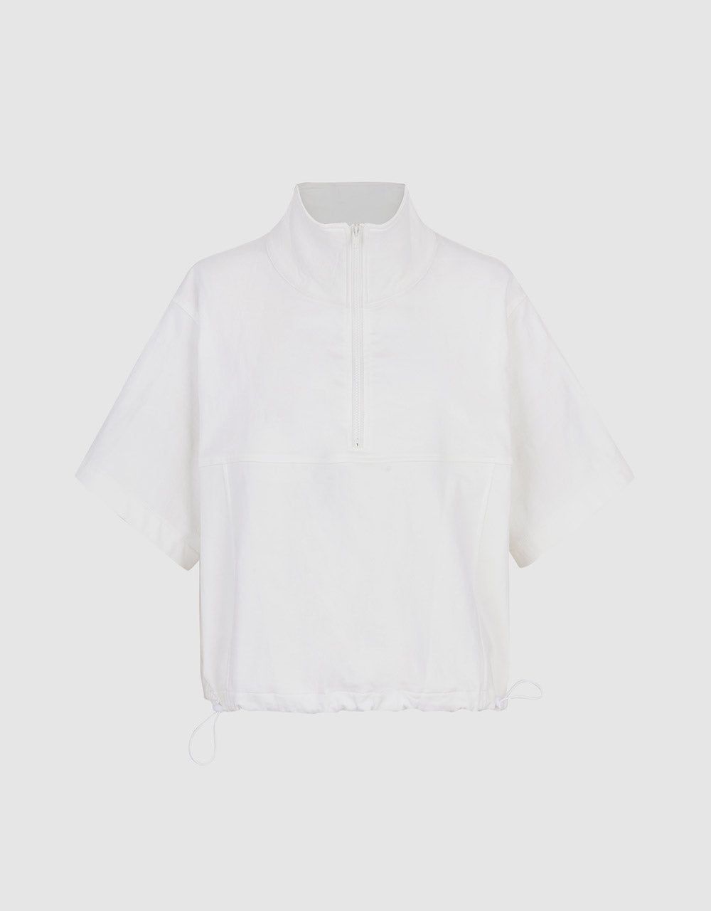 Elastic Hem Half Zip Denim T-Shirt sold by Urban Revivo