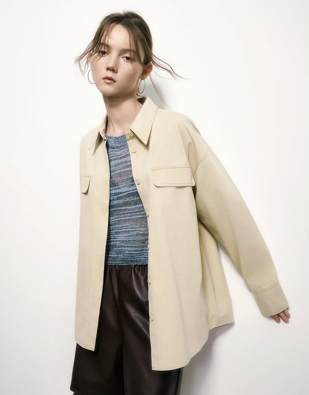 Button Up Straight Shirt sold by Urban Revivo