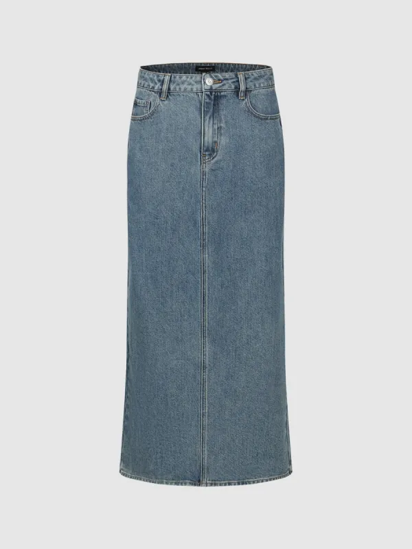 Straight Denim Skirt sold by Urban Revivo