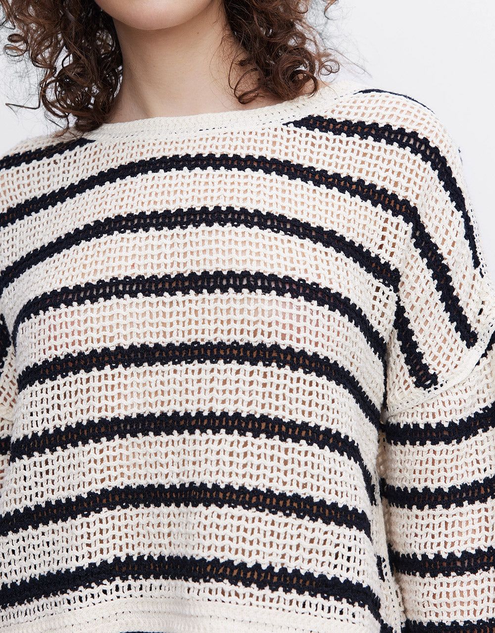 Striped Pointelle Crop Knitted Top sold by Urban Revivo product image thumbnail 3