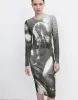Ruched Printed Midi Dress sold by Urban Revivo