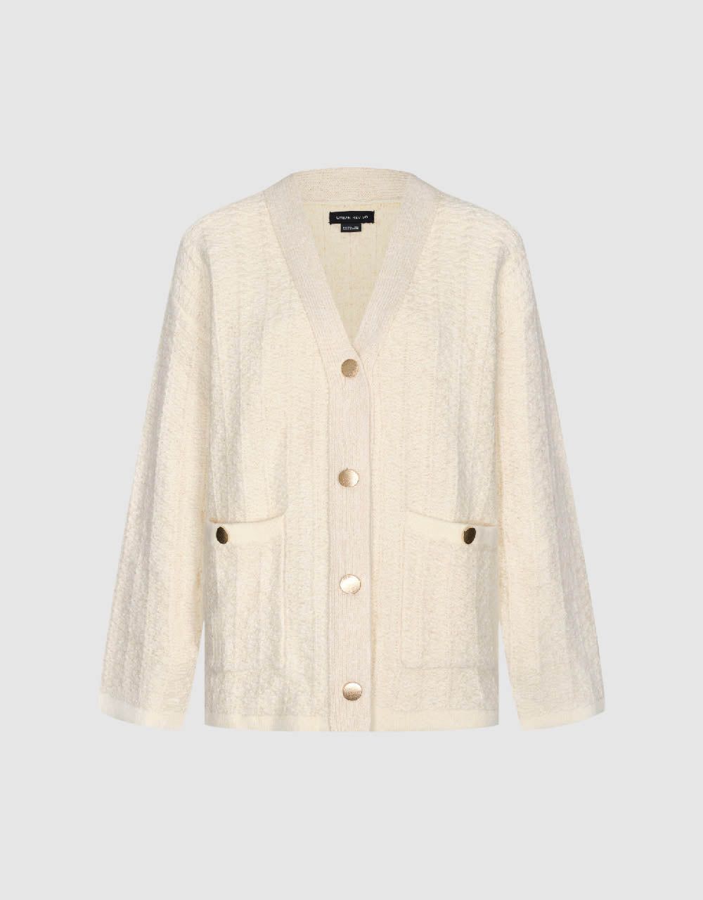 Drop Shoulder Sleeve V-Neck Knitted Cardigan sold by Urban Revivo product image thumbnail 2