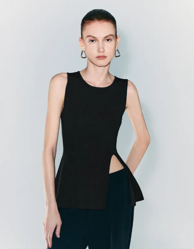Split Hem Knitted Tank Top sold by Urban Revivo