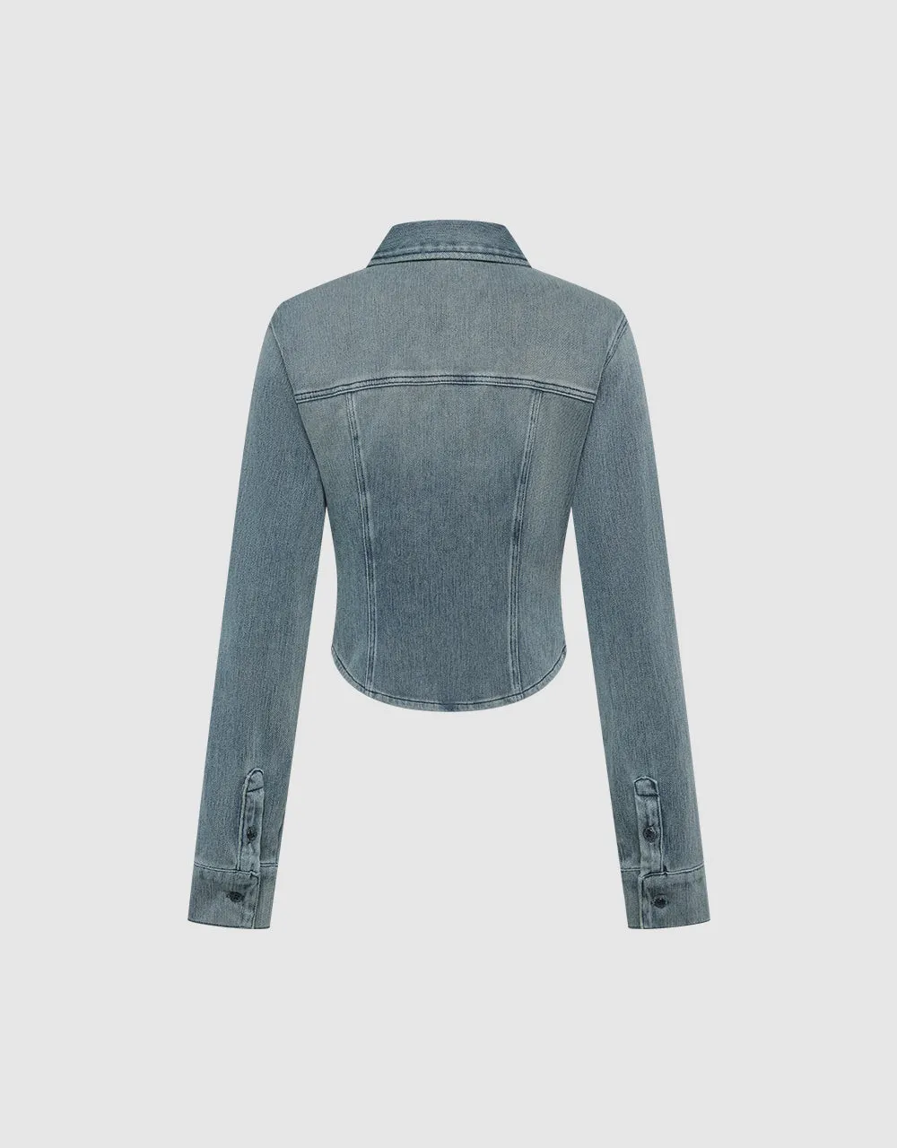 Button Up Denim Shirt sold by Urban Revivo product image thumbnail 5