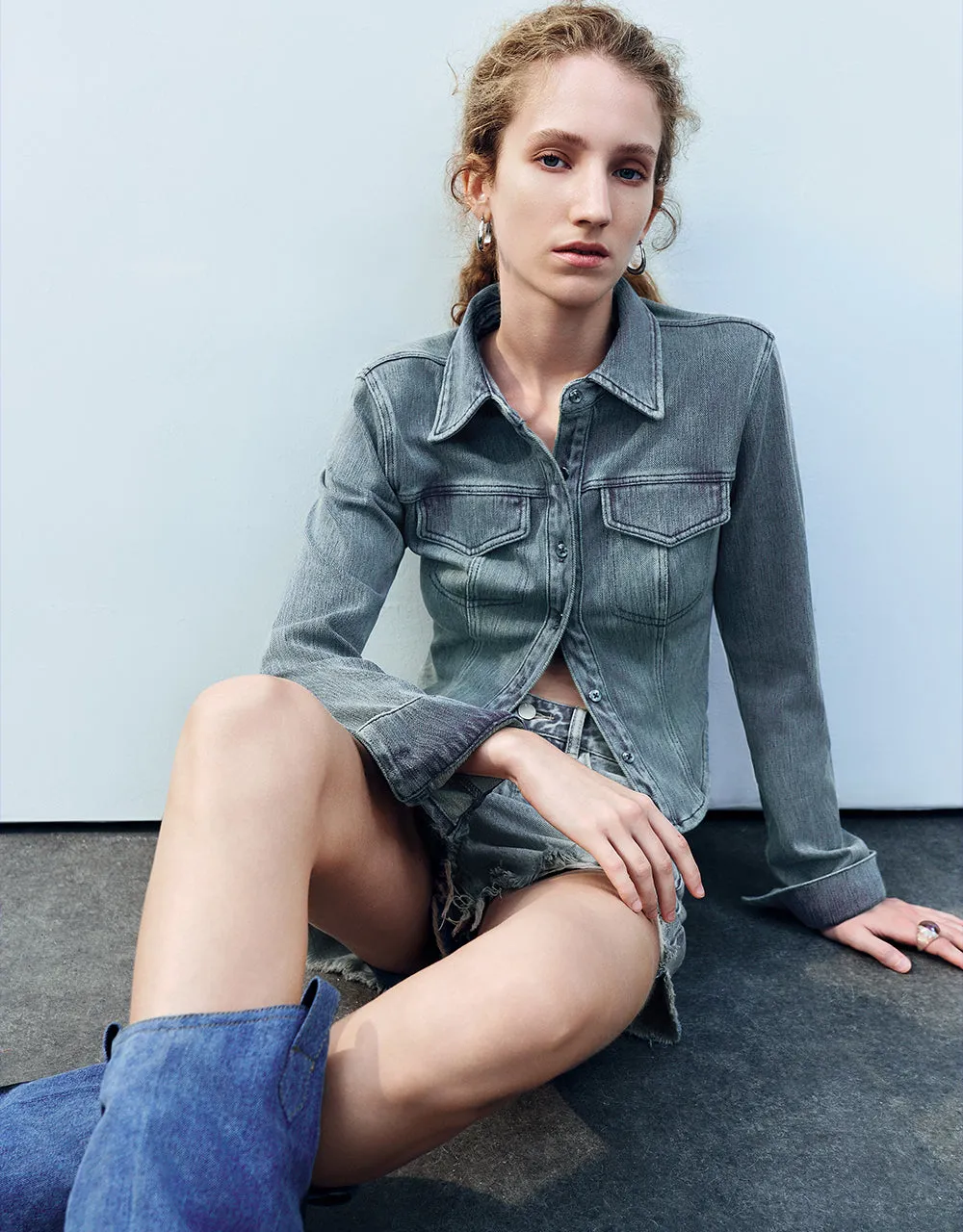 Button Up Denim Shirt sold by Urban Revivo product image thumbnail 3