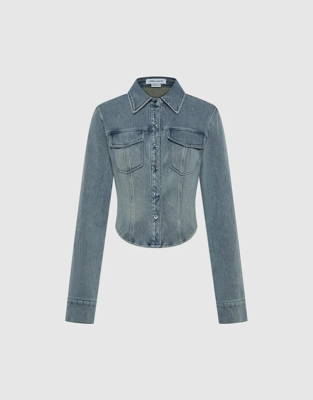 Button Up Denim Shirt sold by Urban Revivo product image thumbnail 2