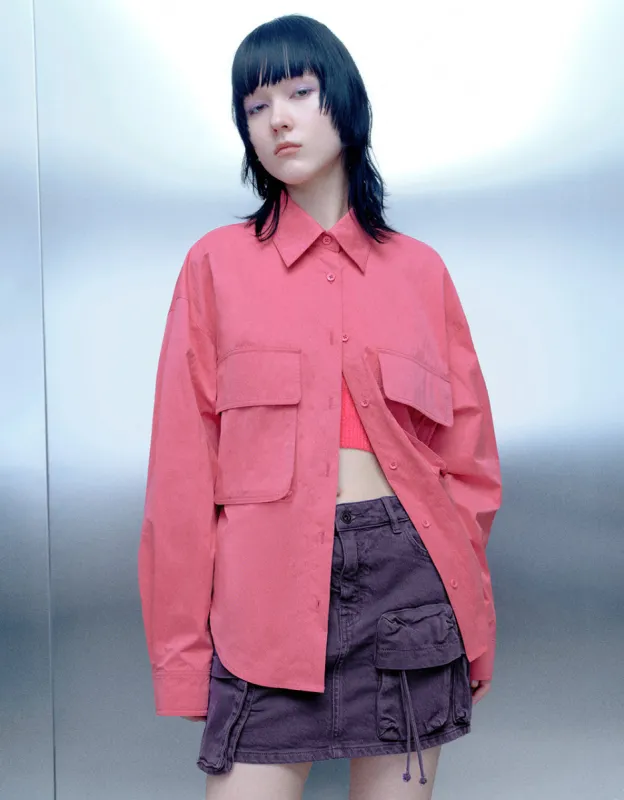 Button Up Loose Shirt With Flap Pockets sold by Urban Revivo