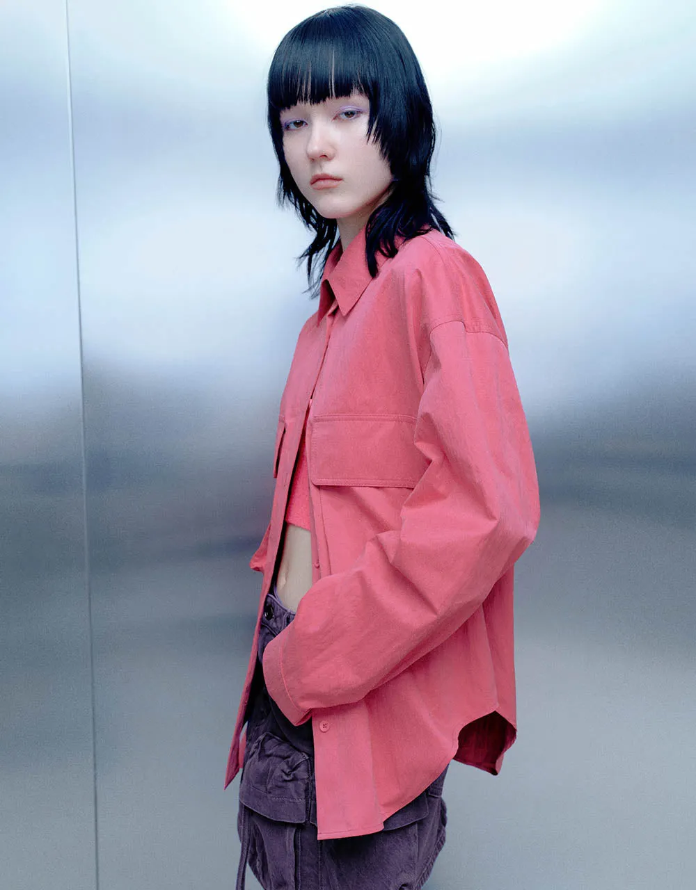 Button Up Loose Shirt With Flap Pockets sold by Urban Revivo product image thumbnail 3