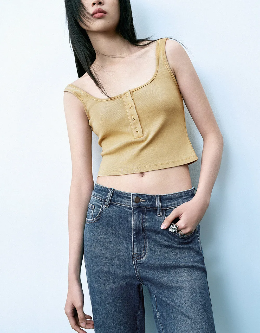 U Neck Knitted Tank Top sold by Urban Revivo product image thumbnail 2