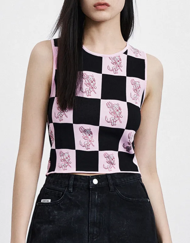 Hot Stuff Checkered Knitted Vest sold by Urban Revivo