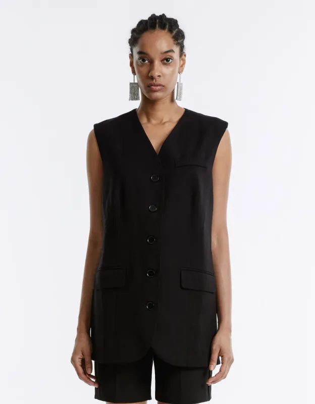 Plain Button Up Vest sold by Urban Revivo