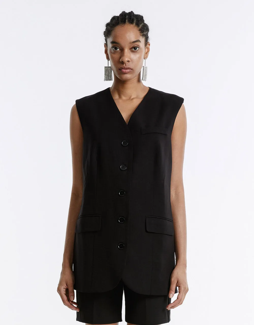 Plain Button Up Vest sold by Urban Revivo