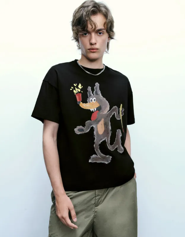 Printed Crew Neck Straight T-Shirt sold by Urban Revivo