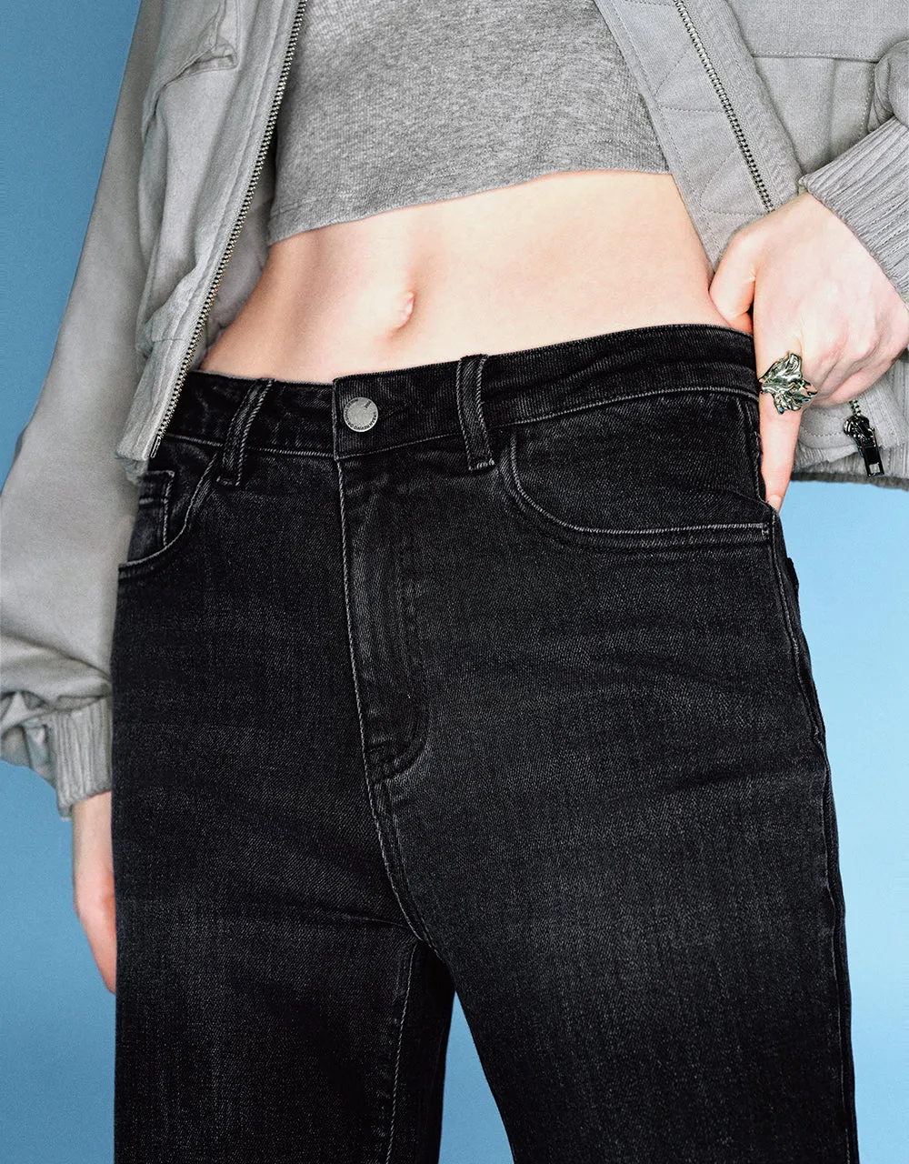 Raw Hem Flare Jeans sold by Urban Revivo product image thumbnail 5