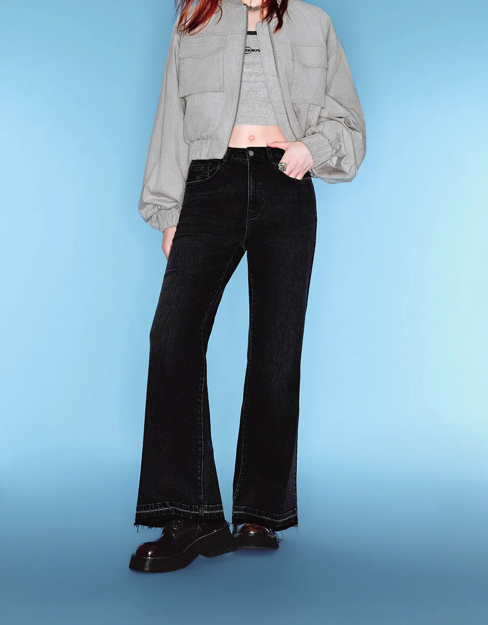 Raw Hem Flare Jeans sold by Urban Revivo product image thumbnail 2