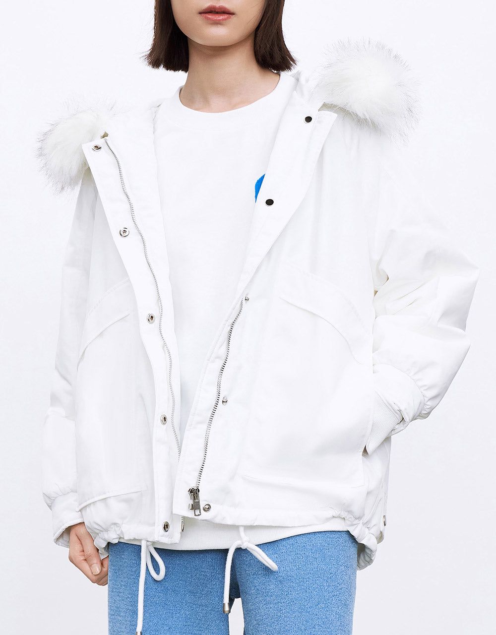 Fuzzy Trim Hooded Winter Coat sold by Urban Revivo product image thumbnail 2