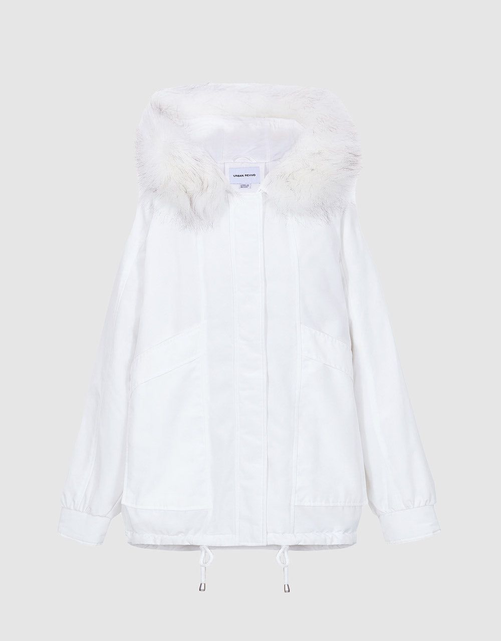 Fuzzy Trim Hooded Winter Coat sold by Urban Revivo