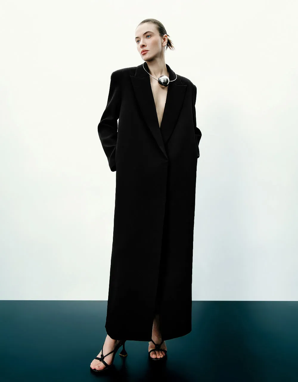 Peaked Lapel Long Coat sold by Urban Revivo