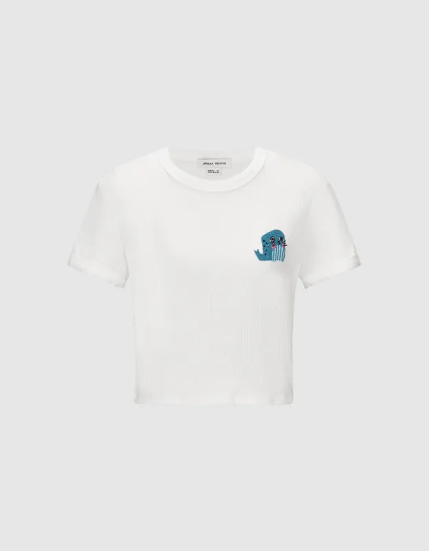 Crew Neck Knitted T-Shirt sold by Urban Revivo