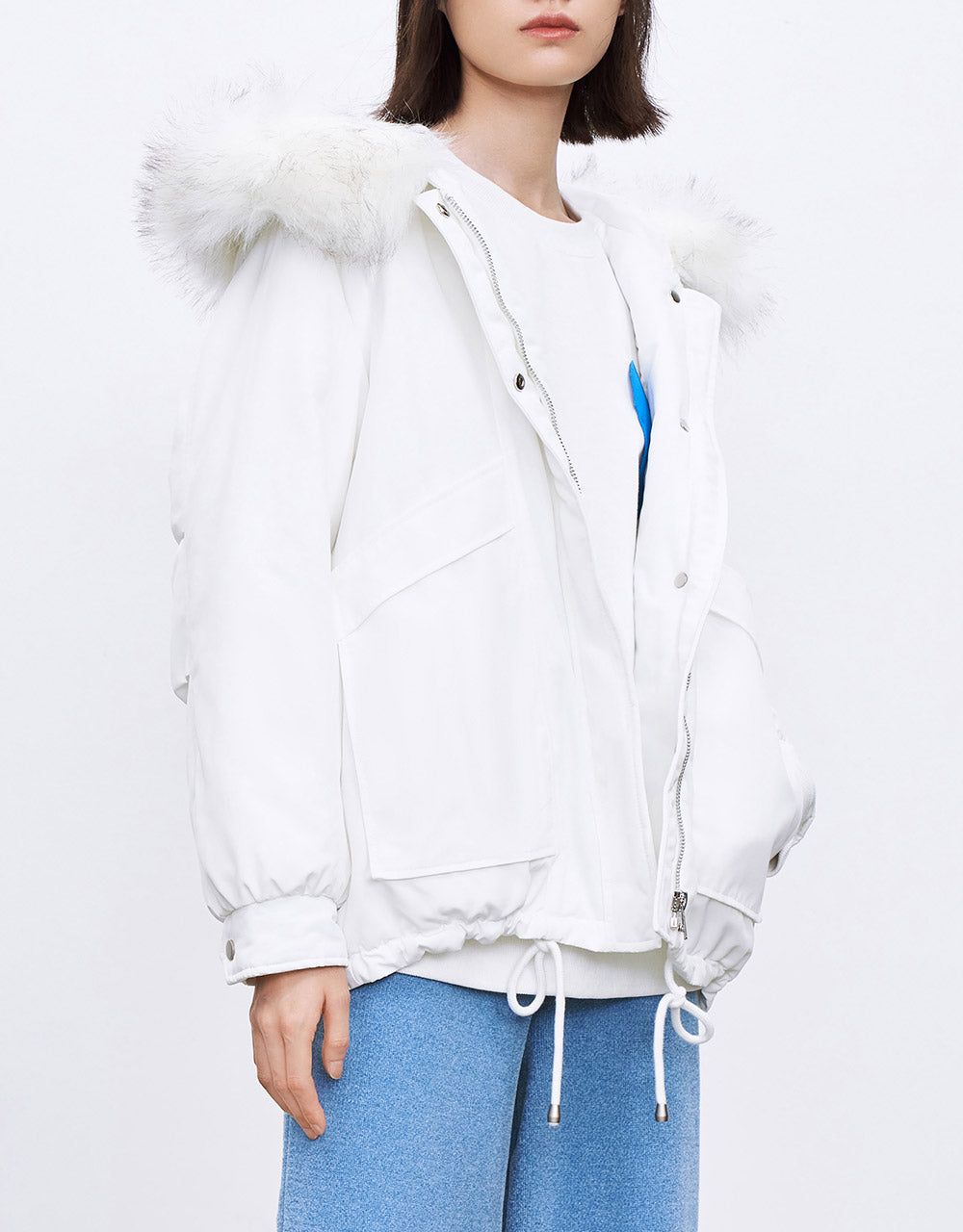 Fuzzy Trim Hooded Winter Coat sold by Urban Revivo product image thumbnail 3